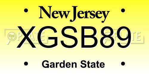XGSB89 New Jersey License Plate