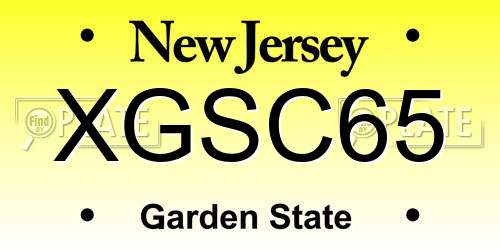 XGSC65 New Jersey License Plate