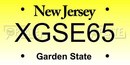 XGSE65 New Jersey License Plate