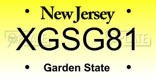XGSG81 New Jersey License Plate