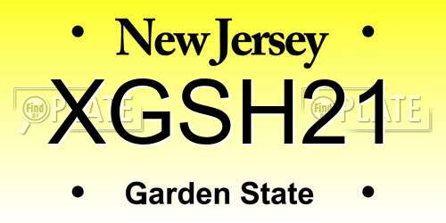 XGSH21 New Jersey License Plate