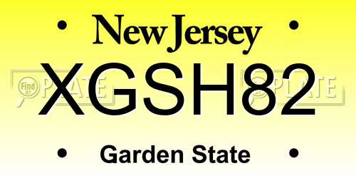 XGSH82 New Jersey License Plate