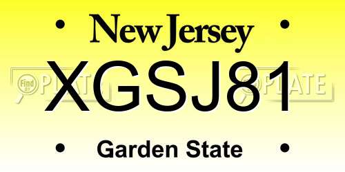 XGSJ81 New Jersey License Plate