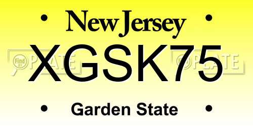 XGSK75 New Jersey License Plate