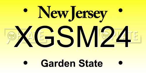 XGSM24 New Jersey License Plate