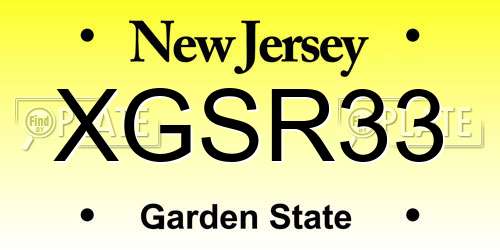 XGSR33 New Jersey License Plate