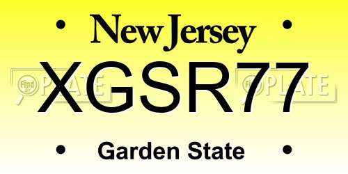 XGSR77 New Jersey License Plate