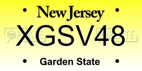 XGSV48 New Jersey License Plate