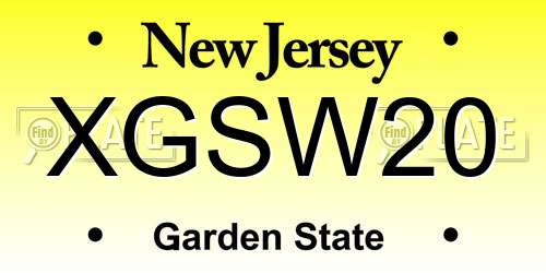 XGSW20 New Jersey License Plate