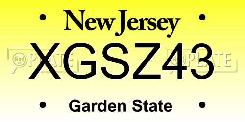 XGSZ43 New Jersey License Plate