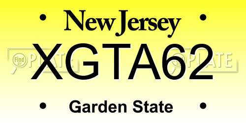 XGTA62 New Jersey License Plate