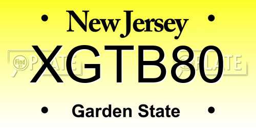 XGTB80 New Jersey License Plate