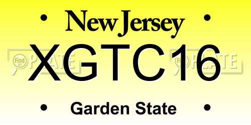 XGTC16 New Jersey License Plate