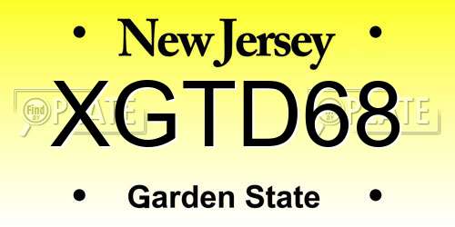 XGTD68 New Jersey License Plate