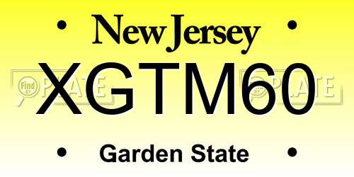 XGTM60 New Jersey License Plate