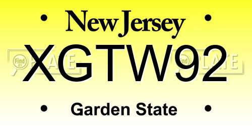 XGTW92 New Jersey License Plate