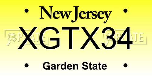 XGTX34 New Jersey License Plate