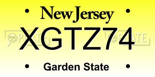 XGTZ74 New Jersey License Plate