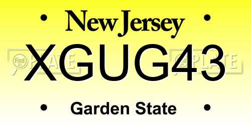 XGUG43 New Jersey License Plate
