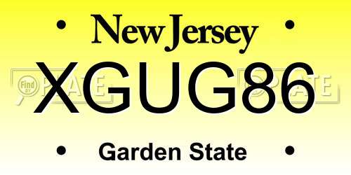 XGUG86 New Jersey License Plate