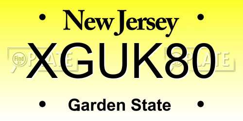 XGUK80 New Jersey License Plate
