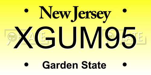 XGUM95 New Jersey License Plate