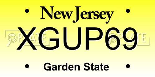XGUP69 New Jersey License Plate