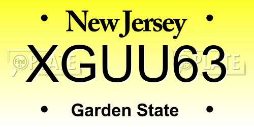XGUU63 New Jersey License Plate