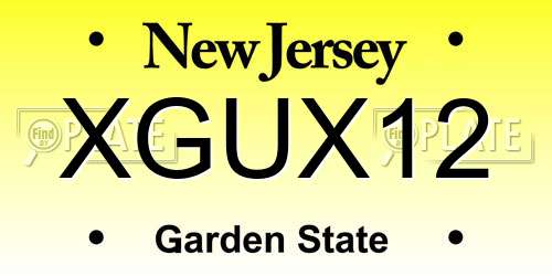 XGUX12 New Jersey License Plate
