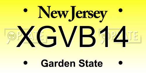 XGVB14 New Jersey License Plate