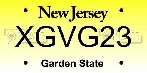 XGVG23 New Jersey License Plate