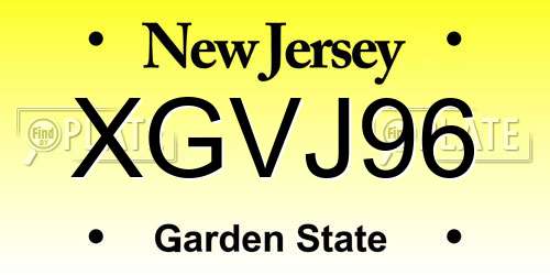 XGVJ96 New Jersey License Plate