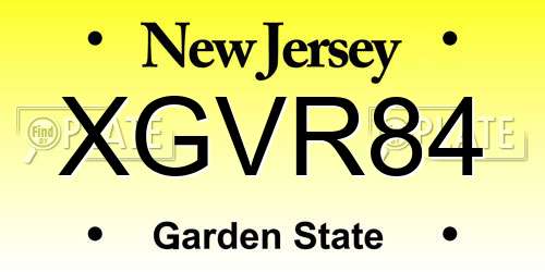 XGVR84 New Jersey License Plate