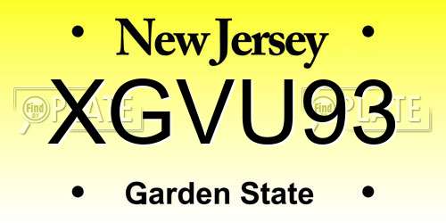 XGVU93 New Jersey License Plate