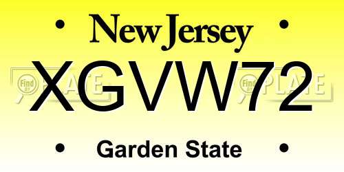 XGVW72 New Jersey License Plate