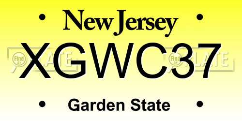 XGWC37 New Jersey License Plate