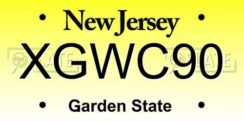 XGWC90 New Jersey License Plate