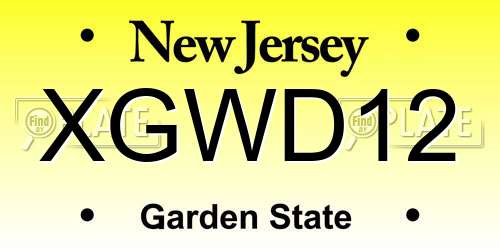 XGWD12 New Jersey License Plate