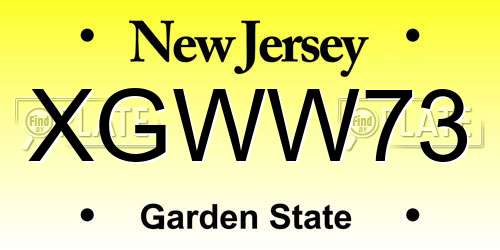 XGWW73 New Jersey License Plate