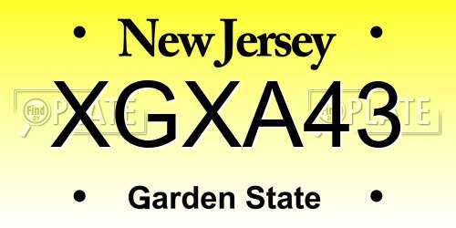 XGXA43 New Jersey License Plate