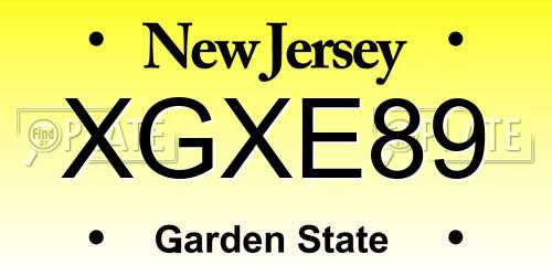 XGXE89 New Jersey License Plate