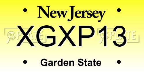 XGXP13 New Jersey License Plate
