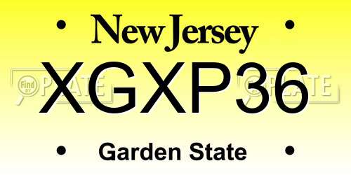 XGXP36 New Jersey License Plate