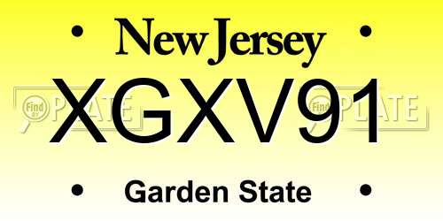 XGXV91 New Jersey License Plate