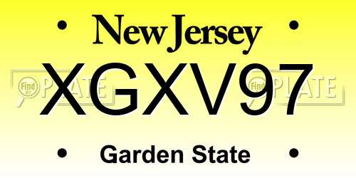XGXV97 New Jersey License Plate