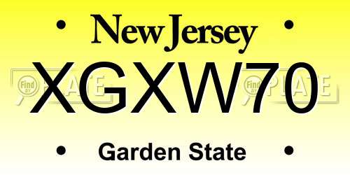 XGXW70 New Jersey License Plate