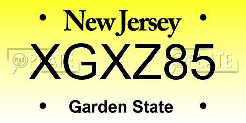 XGXZ85 New Jersey License Plate