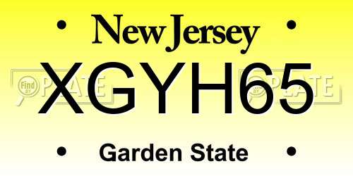 XGYH65 New Jersey License Plate