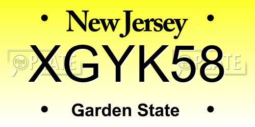 XGYK58 New Jersey License Plate