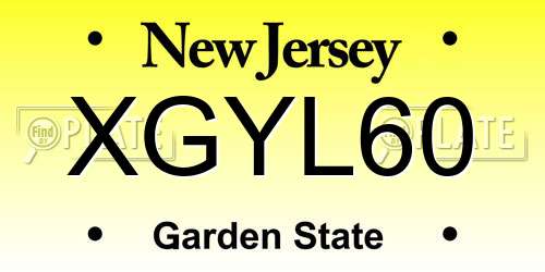 XGYL60 New Jersey License Plate